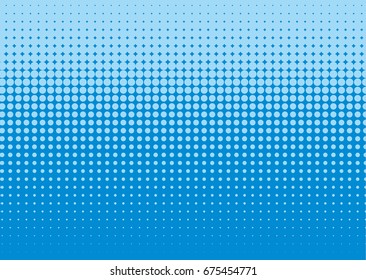 Halftone background. Comic dotted pattern. Pop art retro style. Backdrop with circles, rounds, dots, design element for web banners, posters, cards, wallpapers. Blue color Vector illustration