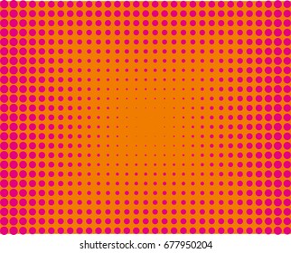 Halftone background. Comic dotted pattern. Pop art retro style. Backdrop with circles, rounds, dots, design element for web banners, posters, cards, wallpapers. Colorful Vector illustration