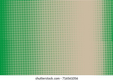 Halftone background. Comic dotted pattern. Pop art retro style Backdrop with circles, rounds, dots, design element for web banners, posters, cards, wallpapers Green and brown color Vector illustration