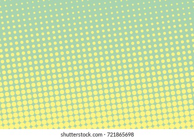 Halftone background. Comic dotted pattern. Pop art retro style. Backdrop with circles, rounds, dots, design element for web banners, posters, cards, wallpapers. Green-mint and yellow color
