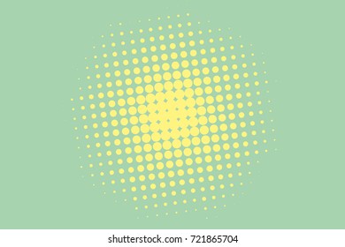 Halftone background. Comic dotted pattern. Pop art retro style. Backdrop with circles, rounds, dots, design element for web banners, posters, cards, wallpapers. Green-mint and yellow color