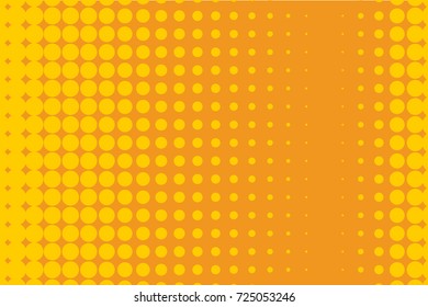 Halftone background. Comic dotted pattern. Pop art style. Backdrop with circles, rounds, dots, design element for web banners, posters, cards, wallpapers. Colorful orange-yellow vector illustration