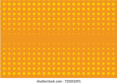 Halftone background. Comic dotted pattern. Pop art style. Backdrop with circles, rounds, dots, design element for web banners, posters, cards, wallpapers. Colorful orange-yellow vector illustration