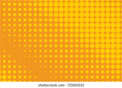 Halftone background. Comic dotted pattern. Pop art style. Backdrop with circles, rounds, dots, design element for web banners, posters, cards, wallpapers. Colorful orange-yellow vector illustration