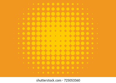 Halftone background. Comic dotted pattern. Pop art style. Backdrop with circles, rounds, dots, design element for web banners, posters, cards, wallpapers. Colorful orange-yellow vector illustration