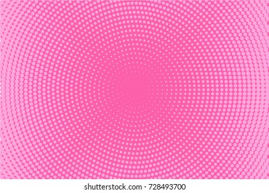 Halftone background. Comic dotted pattern. Pop art retro style. Backdrop with circles, rounds, dots, design element for web banners, posters, cards, wallpapers. Colorful. Pink Vector illustration