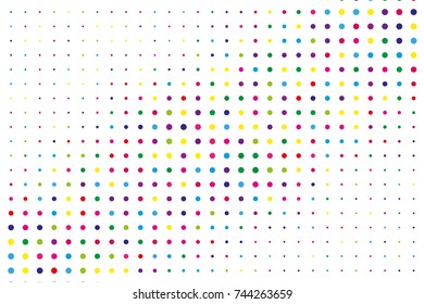 Halftone background. Comic dotted pattern. Pop art retro style. Backdrop with circles, rounds, dots, design element for web banners, posters, cards, wallpapers. Colorful Vector illustration