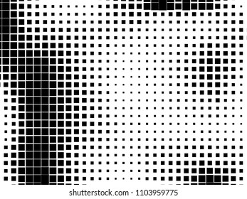 Halftone background. Comic style. Abstract geometric pattern with small squares. Design element for web banners, posters, cards, wallpapers, backdrops, panels Black and white color Vector illustration