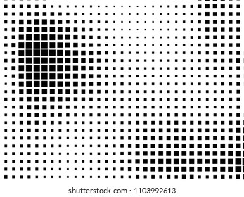 Halftone background. Comic style. Abstract geometric pattern with small squares. Design element for web banners, posters, cards, wallpapers, backdrops, panels Black and white color Vector illustration