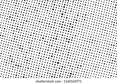 Halftone background. Comic style. Abstract geometric pattern with small squares. Design element for web banners, posters, cards, wallpapers, backdrops, panels Black and white color Vector illustration