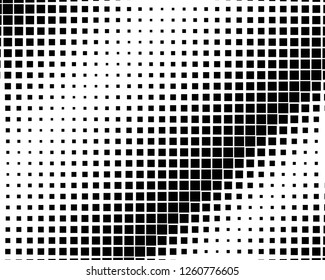 Halftone background. Comic style. Abstract geometric pattern with small squares. Design element for web banners, posters, cards, wallpapers, backdrops, panels Black and white color Vector illustration