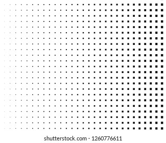 Halftone background. Comic style. Abstract geometric pattern with small squares. Design element for web banners, posters, cards, wallpapers, backdrops, panels Black and white color Vector illustration