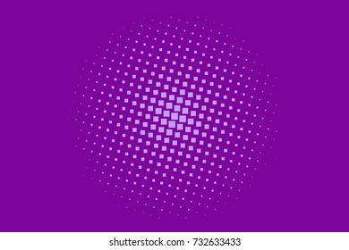 Halftone background. Comic style. Abstract geometric pattern with small squares. Design element for web banners, posters, cards, wallpapers, backdrops, panels Purple color Vector illustration