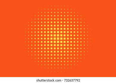 Halftone background. Comic style. Abstract geometric pattern with small squares. Design element for web banners, posters, cards, wallpapers, backdrops, panels Yellow, orange color Vector illustration