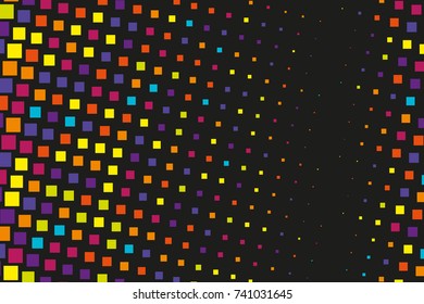 Halftone background. Comic style. Abstract geometric pattern with small squares. Design element for web banners, posters, cards, wallpapers, backdrops Colorful Vector illustration