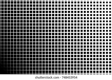 Halftone background. Comic style. Abstract geometric pattern with small squares. Design element for web banners, posters, cards, wallpapers, backdrops, panels Black and white color Vector illustration