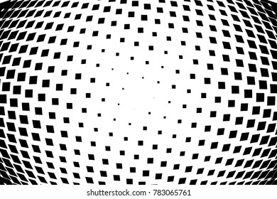 Halftone background. Comic style. Abstract geometric pattern with small squares. Design element for web banners, posters, cards, wallpapers, backdrops, panels Black and white color Vector illustration