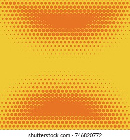 Halftone background. Comic background. Vector retro dotted template for labels. Yellow and orange geometric gradient for pop art designs. Vintage backdrop with isolated pattern for cartoon book.
