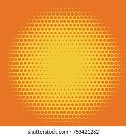 Halftone background. Comic background. Vector retro dotted template for labels. Yellow and orange geometric gradient for pop art designs. Vintage backdrop with isolated pattern for cartoon book.
