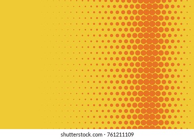 Halftone background. Comic background. Vector retro dotted template for labels. Yellow and orange geometric gradient for pop art designs. Vintage backdrop with isolated pattern for cartoon book.