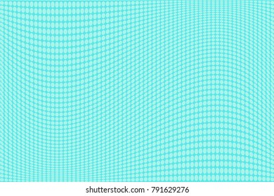 Halftone background. Digital gradient. Abstract Dotted pattern with circles, dots, point small scale. Design element for web banners, posters, cards, wallpapers, sites, panels. Bright blue, mint color