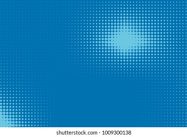 Halftone background. Digital gradient. Dotted pattern with circles, dots, point small scale. Design element for web banners, posters, cards, wallpapers, sites, panels. Different shades of blue