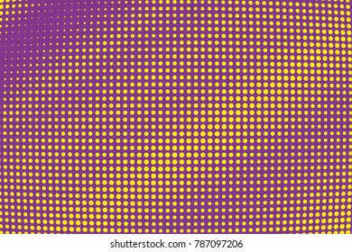 Halftone background. Digital gradient. Dotted pattern with circles, dots, point small scale. Design element for web banners, posters, cards, wallpapers, sites, panels. Purple, yellow color