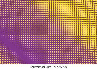 Halftone background. Digital gradient. Dotted pattern with circles, dots, point small scale. Design element for web banners, posters, cards, wallpapers, sites, panels. Purple, yellow color