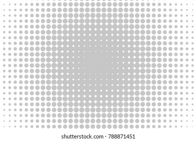 Halftone background. Digital gradient. Dotted pattern with circles, dots, point large scale. Design element for web banners, posters, cards, wallpapers, sites, panels. Light gray color 