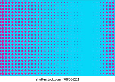 Halftone background. Digital gradient. Dotted pattern with circles, dots, point large scale. Design element for web banners, posters, cards, wallpapers, sites, panels. Pink, bright blue color