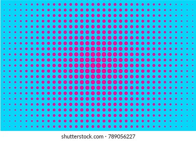 Halftone background. Digital gradient. Dotted pattern with circles, dots, point large scale. Design element for web banners, posters, cards, wallpapers, sites, panels. Pink, bright blue color