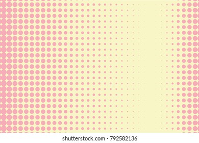 Halftone background. Digital gradient. Dotted pattern with circles, dots, point large scale. Design element for web banners, posters, cards, wallpapers, sites, panels. Pink, light yellow color