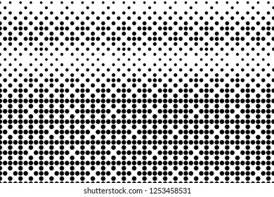 Halftone background. Digital gradient. Wavy dotted pattern with circles, dots, point small and large scale. Design element for web banners, posters, cards, wallpapers, sites, panels.