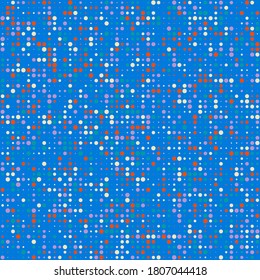 Halftone Background. Digital Pattern with Color Dots. Abstract Colorful Background. Pixel Art. Retrofuturistic Square Pattern. Vector Texture.