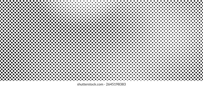 Halbtonhintergrund mit Punkten. Schwarz-weißes Pop-Art-Muster im Comic-Stil. Einfarbige Punktstruktur. Vektorgrafik