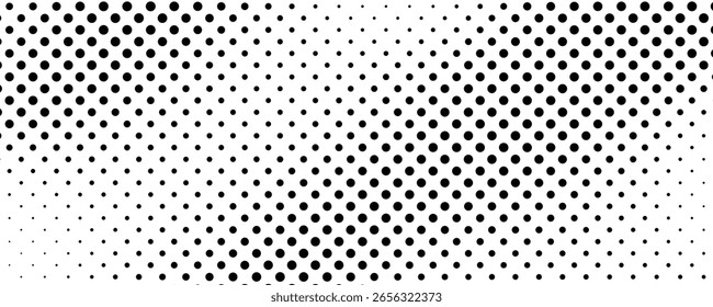 Fondo de semitono con puntos. Patrón de arte pop en blanco y negro en estilo cómico. Textura de punto monocromo. Ilustración vectorial