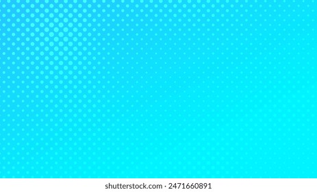 Fondo de semitonos con puntos. Patrón de arte pop azul en estilo cómico. Textura de punto colorido. Ilustración vectorial