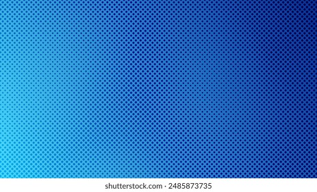 Fondo de semitonos con puntos. Patrón de arte pop azul en estilo cómico. Textura de punto colorido. Ilustración vectorial