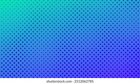 Fondo de semitono con puntos. Patrón de arte pop azul en estilo cómico. Textura colorida del punto. Ilustración vectorial