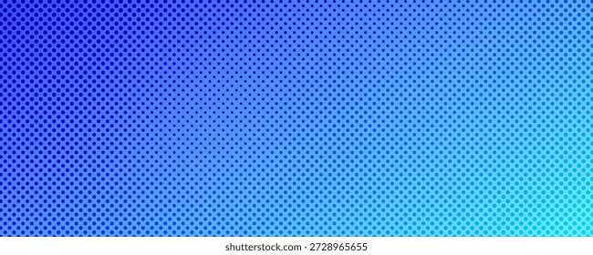 Fondo de semitono con puntos. Patrón de arte pop azul en estilo cómico. Textura colorida del punto. Ilustración vectorial