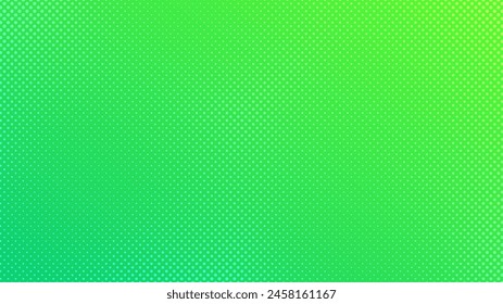 Halftone background with dots. Green pop art pattern in comic style. Colorful dot texture. Vector illustration