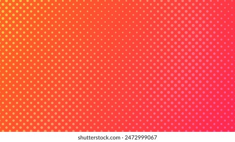 Fondo de semitonos con puntos. Patrón de arte pop naranja en estilo cómico. Textura de punto colorido. Ilustración vectorial