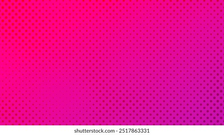 Plano de fundo de meio-tom com pontos. Padrão de arte pop rosa em estilo cômico. Textura de pontos colorida. Ilustração vetorial