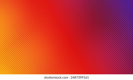 Halftone background with dots. Yellow, red and blue pop art pattern in comic style. Colorful dot texture. Vector illustration