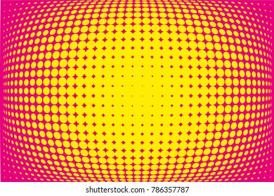 Halftone background. Dotted pattern with circles, dots, point small scale. Design element for web banners, posters, cards, wallpapers, sites. Pink, yellow color