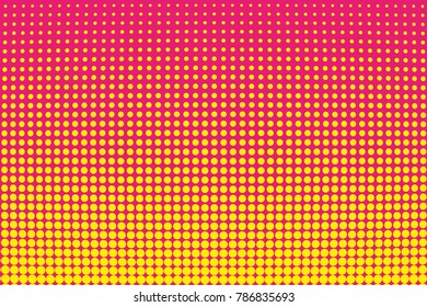 Halftone background. Dotted pattern with circles, dots, point large scale. Design element for web banners, posters, cards, wallpapers, sites. Pink and yellow color