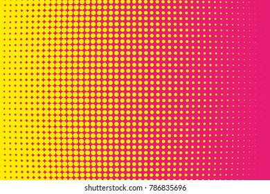 Halftone background. Dotted pattern with circles, dots, point large scale. Design element for web banners, posters, cards, wallpapers, sites. Pink and yellow color
