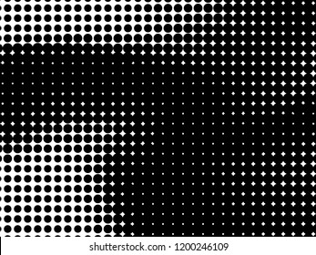 Halftone Background. Fade Dotted Overlay. Digital Gradient. Pop-art style. Grunge Backdrop. Modern futuristic Pattern. Abstract panel. Vector illustration