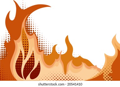 Halftone background - Fire. Vector illustration