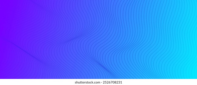 Fondo de semitono con puntos que fluyen. Textura de onda abstracta azul. Ilustración vectorial